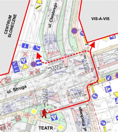 Radom. Zlikwidowane przejście przy Centrum Słonecznym