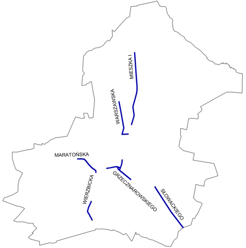 Radom. Rowerowe trasy główne - stan obecny