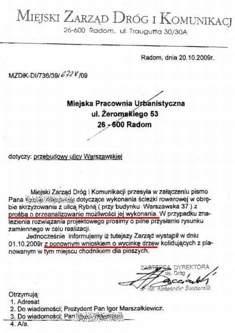 Radom. Odpowiedż MZDiK Radom. Odpowiedż MZDiK