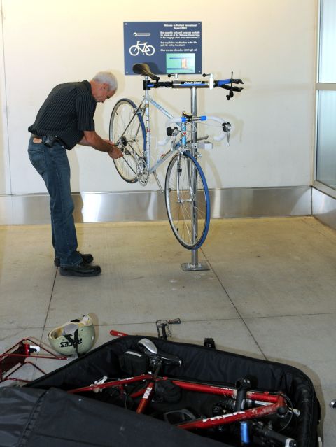 Bike assembly area. Portland International Airport