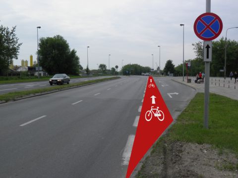 Radom. Ulica Szarych Szeregów wjazd na ciąg pieszo-rowerowy