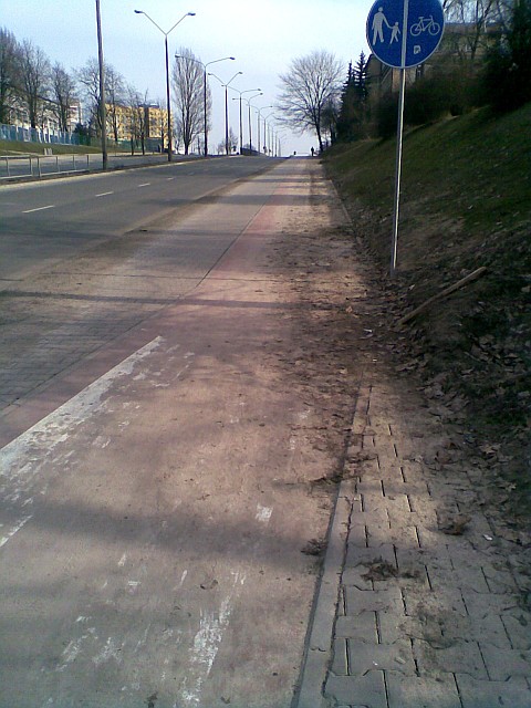Piasek i brud na drodze dla rowerów - Radom, ul. Grzecznarowskiego Piasek i brud na drodze dla rowerów - Radom, ul. Grzecznarowskiego