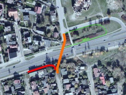 Radom. Kładka nad ul. Szarych Szeregów. Podkład: geoportal.gov.pl Radom. Kładka nad ul. Szarych Szeregów. Podkład: geoportal.gov.pl