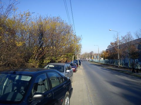 Radom. Chodnik na ul. Dębowej zastawiony samochodami Radom. Chodnik na ul. Dębowej zastawiony samochodami