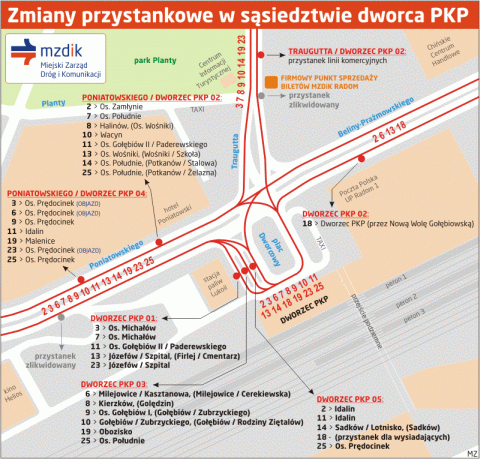 Radom. Zmiany przystankowe w sąsiedztwie dworca PKP Radom. Zmiany przystankowe w sąsiedztwie dworca PKP