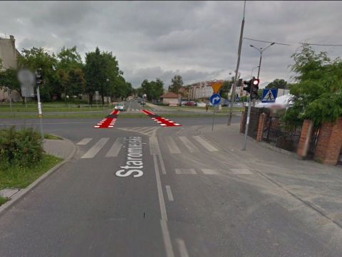 Radom. Przejazd rowerowy w poprzek ul. Limanowskiego Radom. Przejazd rowerowy w poprzek ul. Limanowskiego