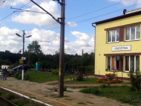 Linia kolejowe nr 8, rowery na stacji kolejowej Dobieszyn Linia kolejowe nr 8, rowery na stacji kolejowej Dobieszyn