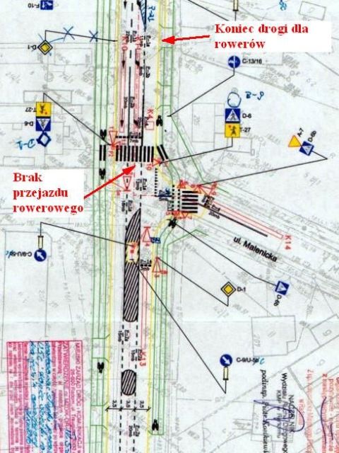 Radom. Brakujący przejazd rowerowy na skrzyżowaniu ulic Słowackiego/Malenicka Radom. Brakujący przejazd rowerowy na skrzyżowaniu ulic Słowackiego/Malenicka