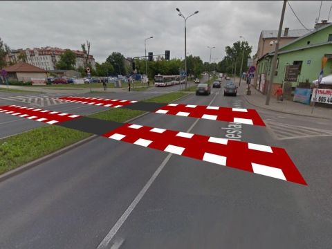Radom. Przejazd rowerowy w poprzek ul. Limanowskiego Radom. Przejazd rowerowy w poprzek ul. Limanowskiego