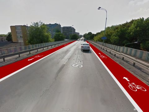 Radom. Pasy rowerowe na ul. Żeromskiego